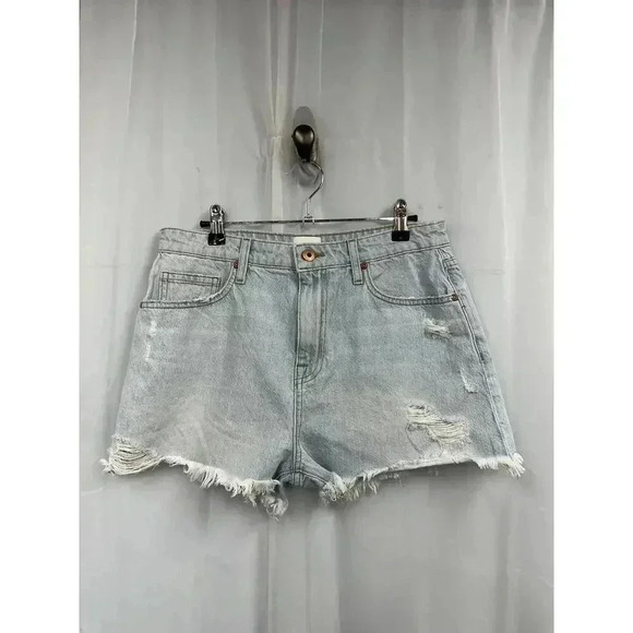 NWT Jonathan Simkhai Sz 29 Leo Blue Vintage High Rise Button Cut Off Denim Short - Picture 5 of 13